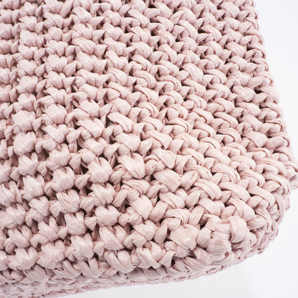 Prada Small Crochet Tote Bag 1BG422 Raffia-like Pink Women's Straw-like PRADA - Picture 4 of 10